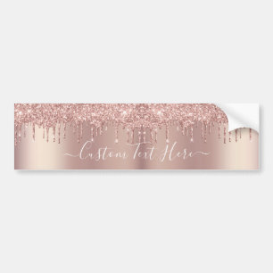 Rose Gold Glitter Bumper Sticker with Custom Text
