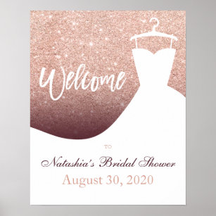 Rose gold glitter burgundy welcome bridal shower poster