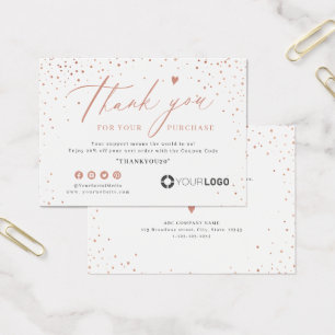 Rose gold glitter business logo thank you insert