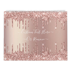 Rose Gold Glitter Calendar Personalized Text Name