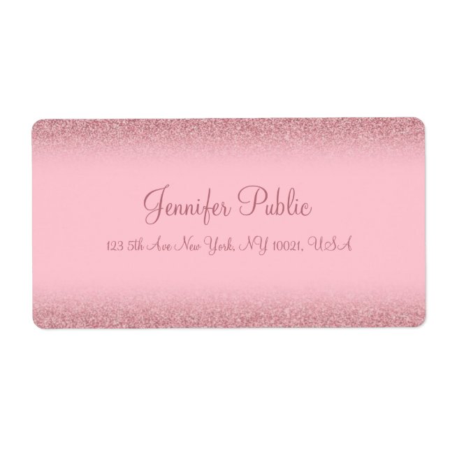 Rose Gold Glitter Calligraphy Shipping Address (Front)