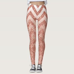 Rose Gold Glitter Chevron Leggings