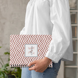 Rose Gold Glitter Chevron Pattern Monogram Notebook