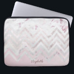 Rose gold glitter chevron pink marble monogram laptop sleeve<br><div class="desc">Blush background for elegant monogram on the bottom with glitter rose gold chevron in the middle and rose marble on the top. Elegant and chic item that can be customized very easy with a change of font or its colour, or you can just opt to write your name and customize...</div>