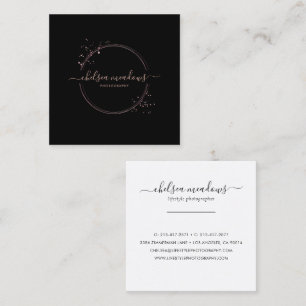 Rose Gold Glitter Circle Logo Business Card