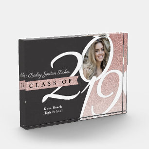 Rose Gold Glitter Class of 2019 Graduation Photo Block