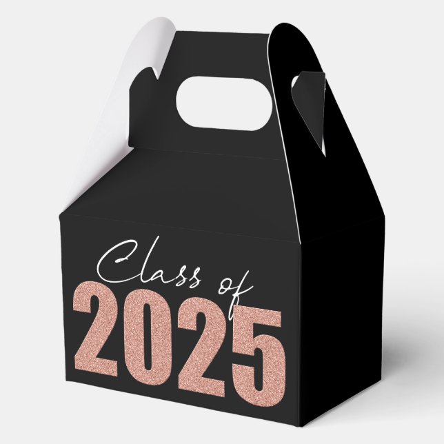 Rose Gold Glitter Class of 2025 Favor Box (Front)