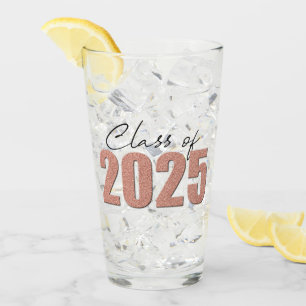 Rose Gold Glitter Class of 2025 Glass
