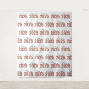 Rose Gold Glitter Class of 2025 Photo Backdrop Tapestry