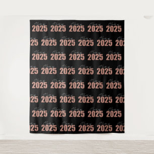 Rose Gold Glitter Class of 2025 Photo Backdrop Tapestry