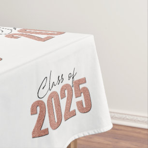 Rose Gold Glitter Class of 2025 Tablecloth
