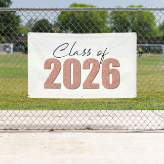 Rose Gold Glitter Class of 2026 Banner