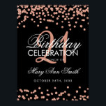 Rose Gold Glitter Confetti 21st Birthday Black Poster<br><div class="desc">Elegant 21st Birthday Rose Gold Faux Glitter Confetti Black banner template.</div>