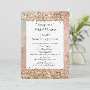 Rose Gold Glitter Confetti Bridal Shower Invitation