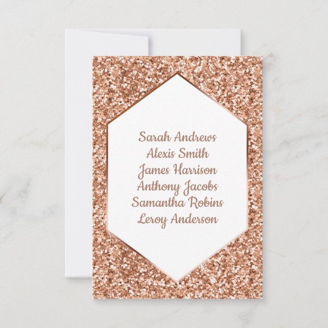 Rose Gold Glitter Confetti Glam Reception Seating Invitation (Back)