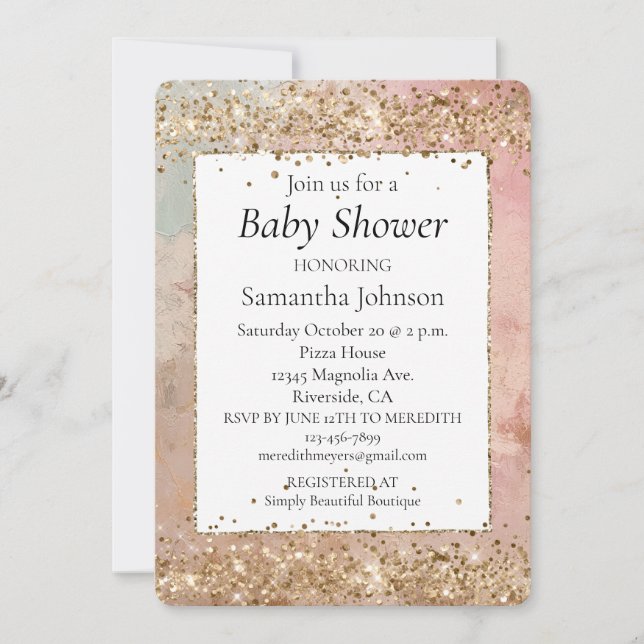 Rose Gold Glitter Confetti Invitation (Front)