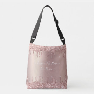 Rose Gold Glitter Crossbody Bag with Custom Text