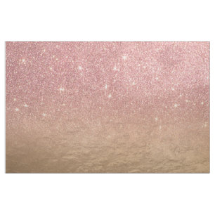 Rose Gold Glitter Crumbled Foil Ombre Gradient Fabric