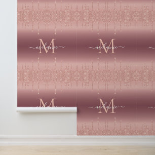 Rose Gold Glitter Custom Letter Name Personalized Wallpaper