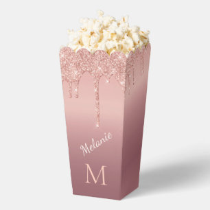 Rose Gold Glitter Custom Letter Name Popcorn Box
