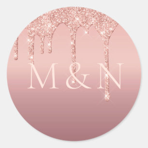 Rose Gold Glitter Custom Letters Wedding Sticker