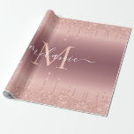 Rose Gold Glitter Custom Name Gift Wrapping Paper<br><div class="desc">Wrapping Paper with Monogram Name Text Rose Gold Blush Glitter Sparkle Personalized Birthday - Anniversary or Wedding Gift / Suppliest - Add Your Letter / Name - Text or Remove - Make Your Special Gift - Resize and move or remove and add text / elements with customization tool. Design by...</div>