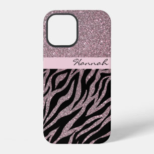 Rose Gold Glitter Custom Name Personalized Pink iPhone 12 Case