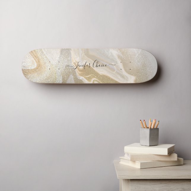 ROSE GOLD Glitter Custom Name  Skateboard (Wall Art (Horz))