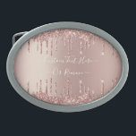 Rose Gold Glitter Custom Text Belt Buckle<br><div class="desc">Belt Buckles with Rose Gold Blush Glitter Sparkle Drips Custom Text Pink Modern - Add Your Unique Text or Remove Text - Make Your Special Gift - Resize and move or remove and add text / elements with customization tool. Design by MIGNED. Please see my other projects. You can also...</div>