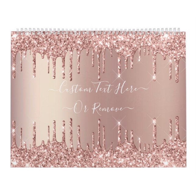 Rose Gold Glitter Custom Text Calendar (Cover)