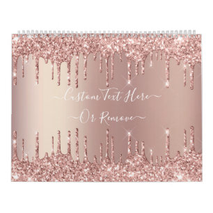 Rose Gold Glitter Custom Text Calendar