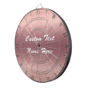 Rose Gold Glitter Custom Text Dart Board Your Gift