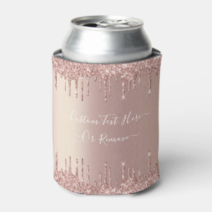 Rose Gold Glitter Custom Text Name Can Cooler