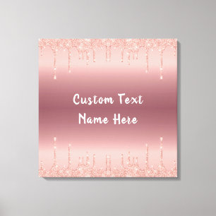 Rose Gold Glitter Custom Text Name Canvas Print