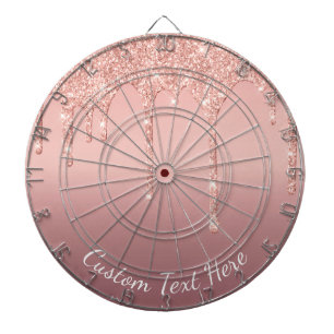 Rose Gold Glitter Custom Text Name Dart Board