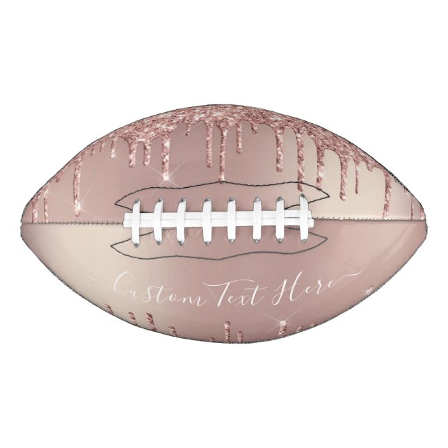 Rose Gold Glitter Custom Text Name Gift Football (Front)