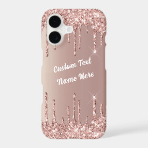 Rose Gold Glitter Custom Text Name iPhone Case