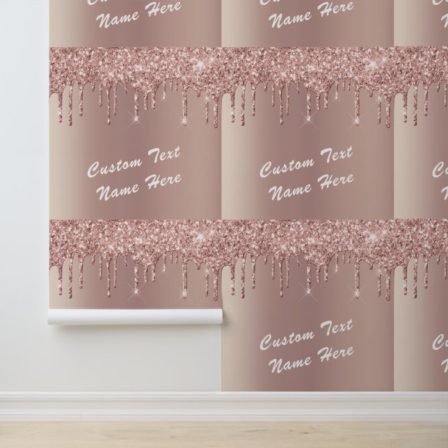 Rose Gold Glitter Custom Text Name Personalized Wallpaper (Application)