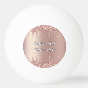 Rose Gold Glitter Custom Text Name Ping Pong Ball