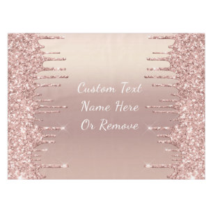 Rose Gold Glitter Custom Text Name Tablecloth