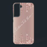 Rose Gold Glitter Custom Text Personalized Samsung Galaxy Case<br><div class="desc">Personalized Samsung Galaxy Cases or iPhone Cases with Rose Gold Blush Glitter Sparkle Drips Custom Text Pink Modern - Add Your Unique Text / Name or Remove Text - Make Your Special Gift - Resize and move or remove and add text / elements with customization tool. Design by MIGNED. Please...</div>