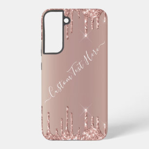 Rose Gold Glitter Custom Text Personalized Samsung Galaxy Case