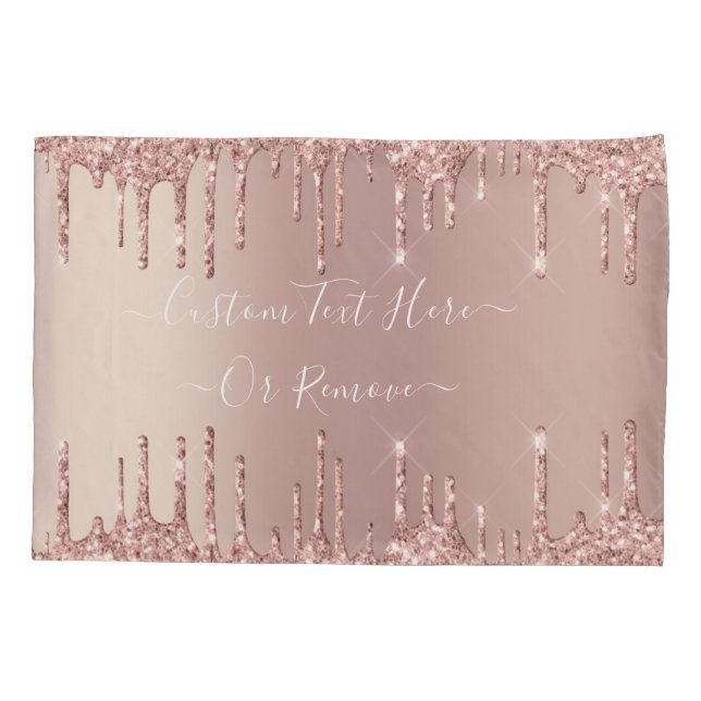 Rose Gold Glitter Custom Text Pillow Case (Back)