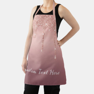 Rose Gold Glitter Custom Text Your Name Apron