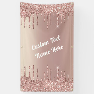 Rose Gold Glitter Custom Text Your Name Banner