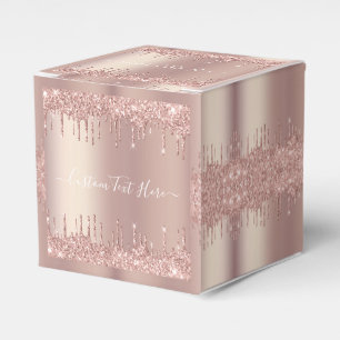 Rose Gold Glitter Custom Text Your Name Favour Box