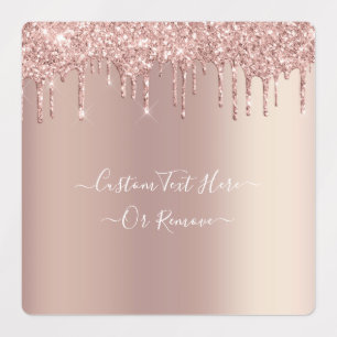 Rose Gold Glitter Custom Text Your Name Labels