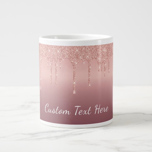 Rose Gold Glitter Custom Text Your Name Mug (Front)
