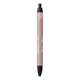 Rose Gold Glitter Custom Text Your Name Pen Gift