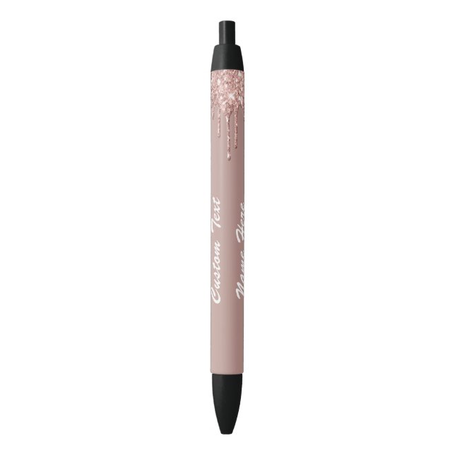 Rose Gold Glitter Custom Text Your Name Pen Gift (Front Vertical)